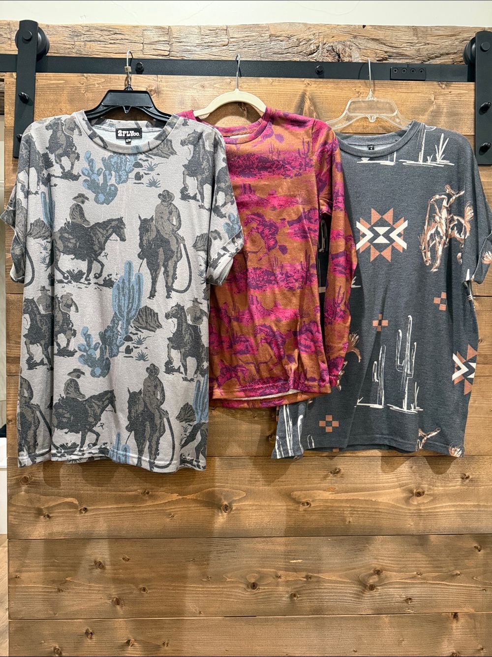 2 Fly Lot of 3 Western Theme Shirts